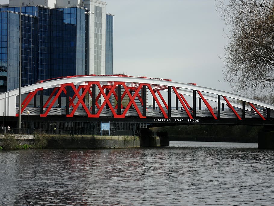 Bridge, Trafford, Salford Quays, docklands, manchester, architecture, HD wallpaper