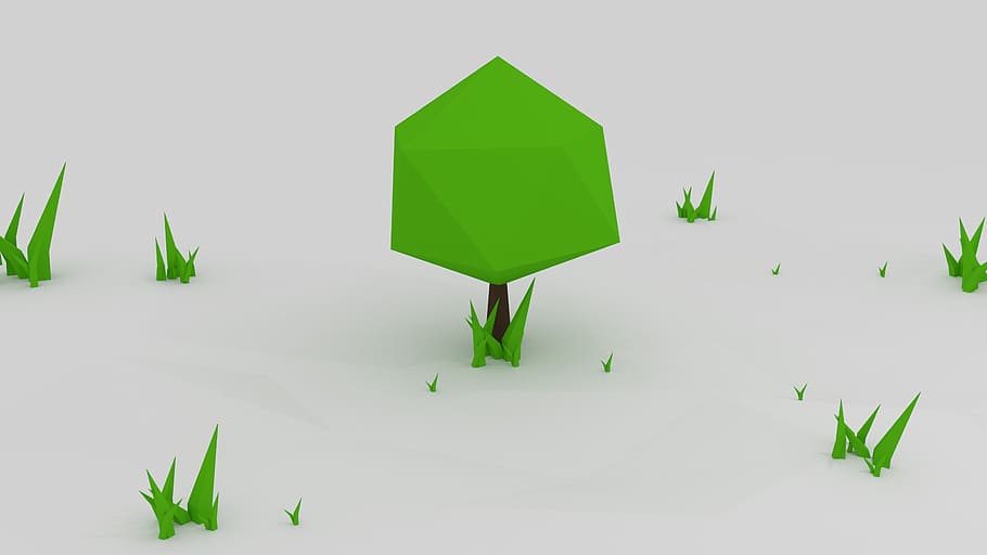 tree, meadow, angular, green, polyana, paper, from the paper HD wallpaper