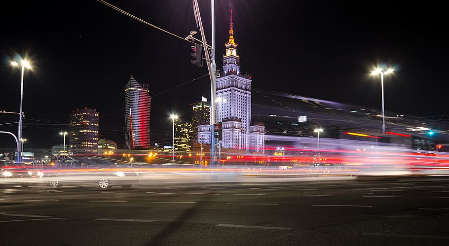 time lapse photography of cars on street during night, poland