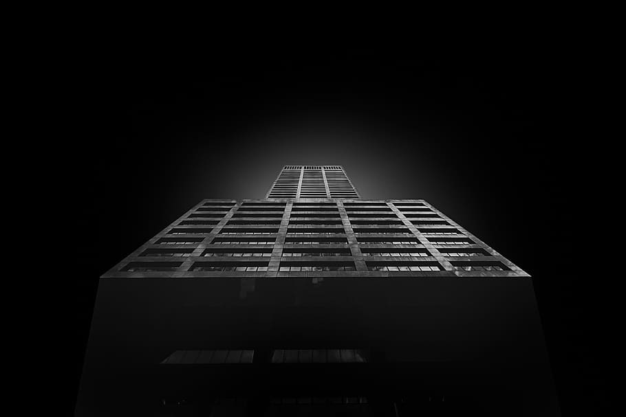 dark, black and white, architecture, skyscraper, tower, no people HD wallpaper