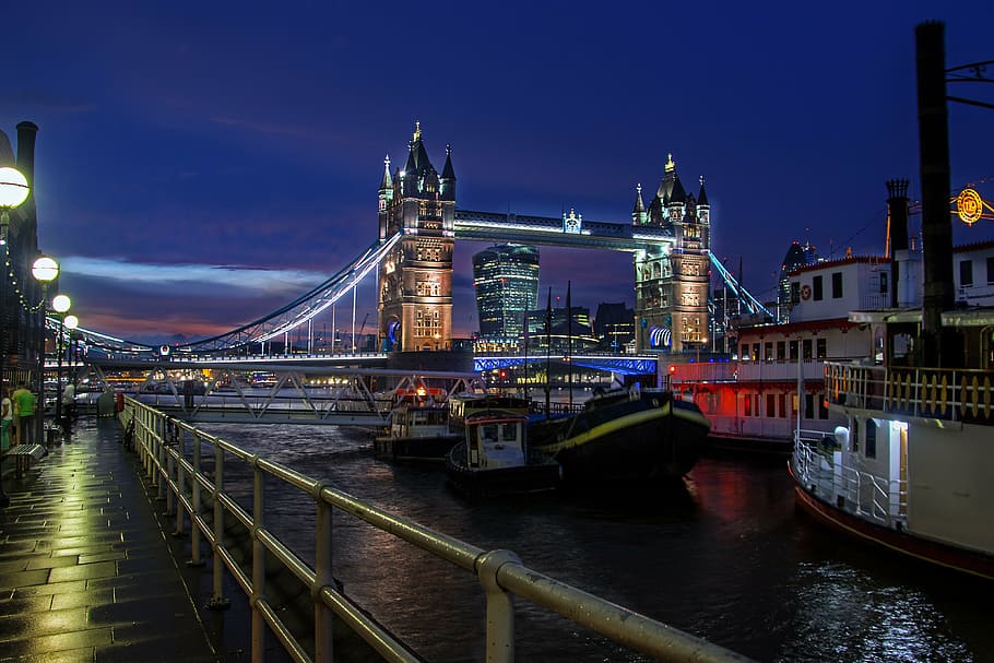 London Tower Bridge at night, united kingdom, england, river thames, HD wallpaper