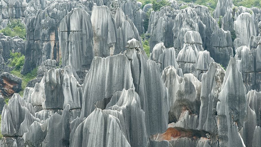 china, kunming, stone forest, rock, nature, geology, day, rock formation, HD wallpaper