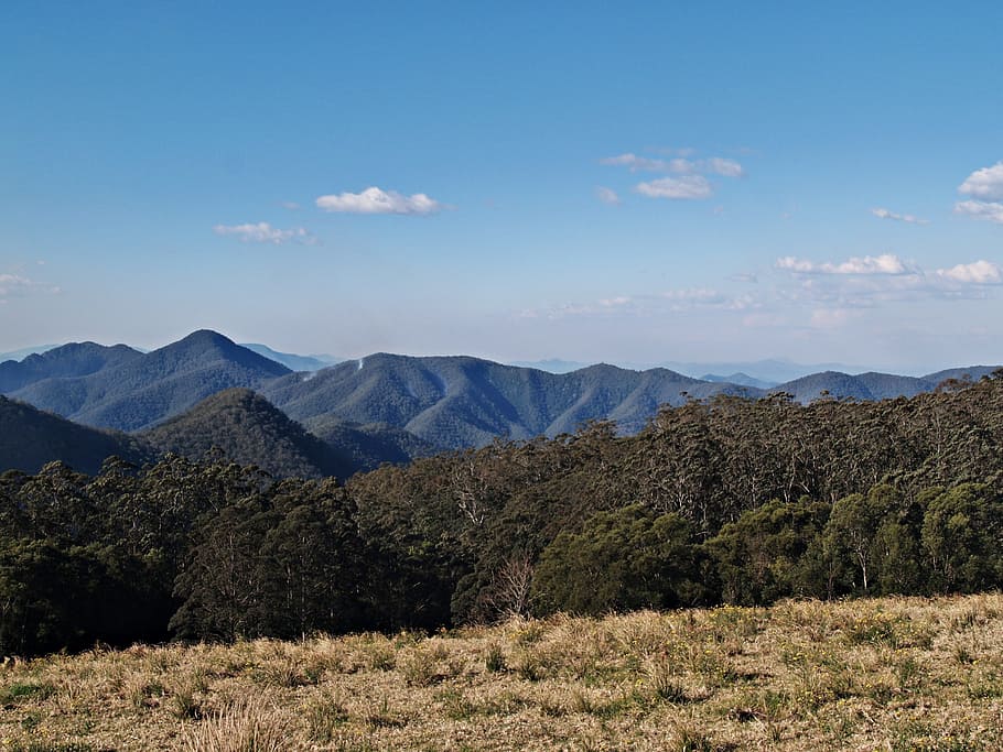 panorama, mountains, view, wilderness, alone, smoke, fire, lonely HD wallpaper