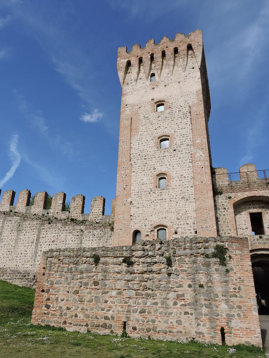 Castle, Torre, Medieval, Walls, fortification, sky, este, italy HD wallpaper