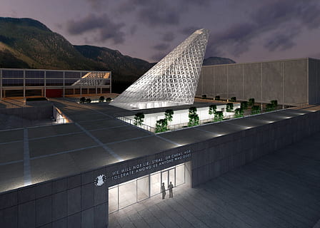 Night, Evening, Building, Structure, air force academy, colorado springs HD wallpaper