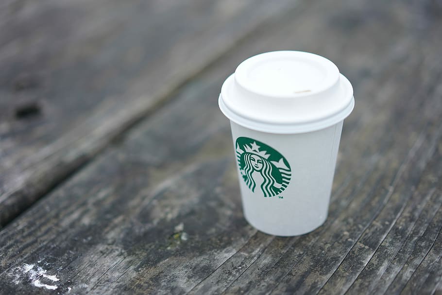 white Starbucks disposable cup, apper cup, coffee, beverage, wood - material HD wallpaper