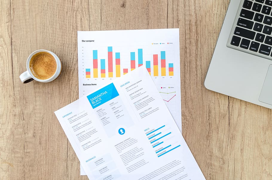 wood, coffee, cup, desk, chart, close -up, data, document, graphic design HD wallpaper
