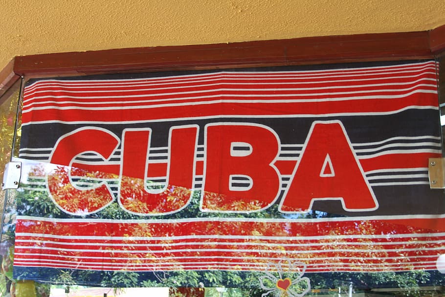 Cuba flag close-up photo, Land, text, western script, neon HD wallpaper