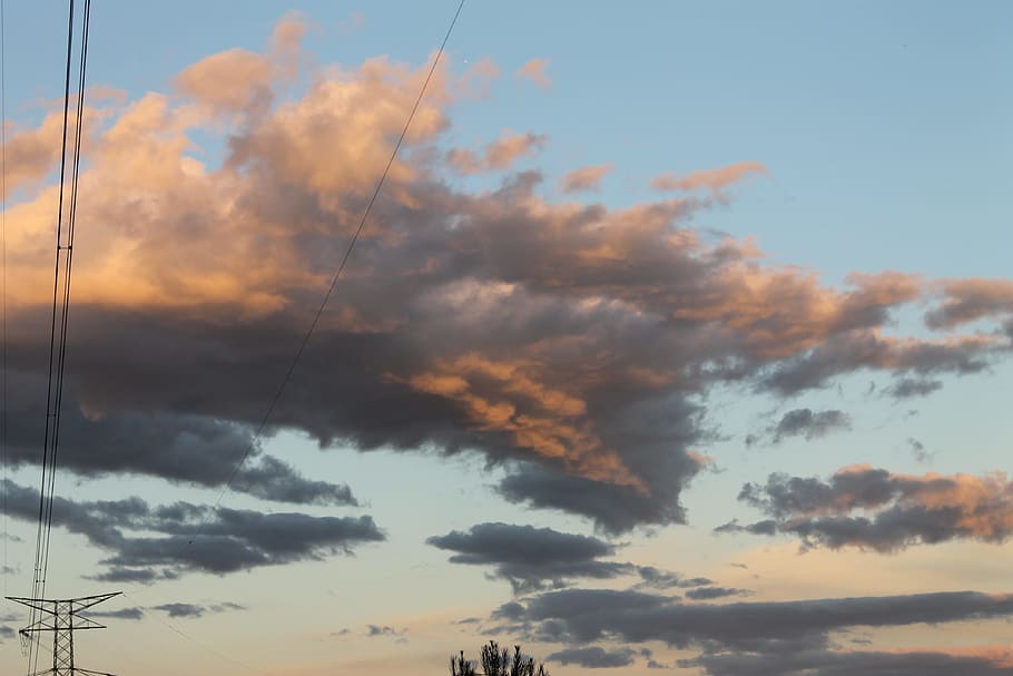 transmission, line, clouds, sky, cloud - sky, cable, low angle view HD wallpaper