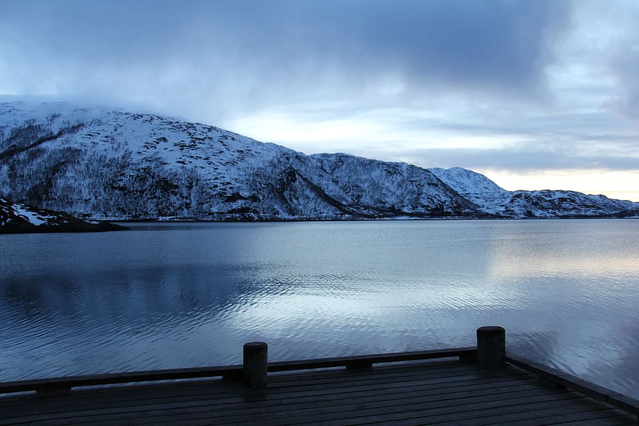 dawn, cloud, blue, sky, ocean, amazing, beautiful, sea, fjord HD wallpaper