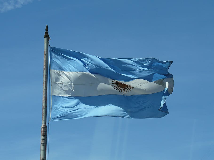 blue and white national flag with pole, Argentine Flag, Argentina, HD wallpaper
