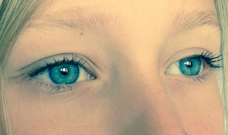 closeup photo of woman with green eyes, blue, blue eyes, girl, HD wallpaper