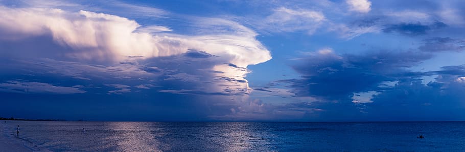 sea, nature, sky, water, calm waters, cloud formation, clouds HD wallpaper