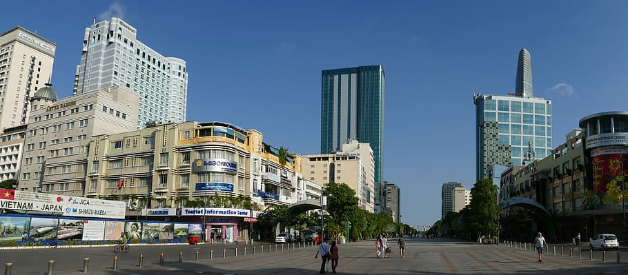 Saigon Ho Chi Minh City, Vietnam, pedestrian zone, skyscraper, HD wallpaper