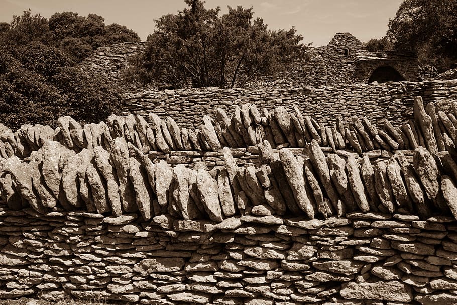 stones, trees, wall, plant, nature, day, no people, stack, large group of objects HD wallpaper