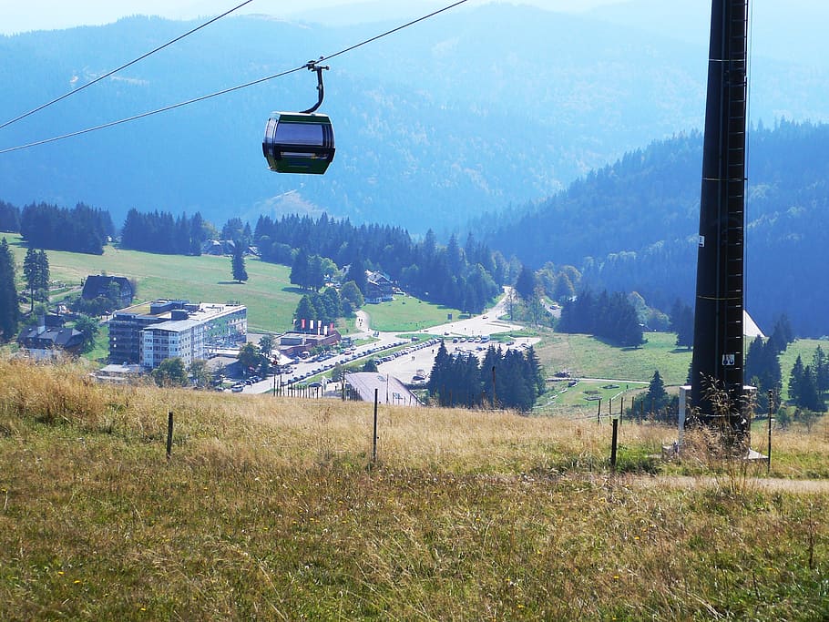 black forest, feldberg, cable car, plant, mountain, overhead cable car HD wallpaper
