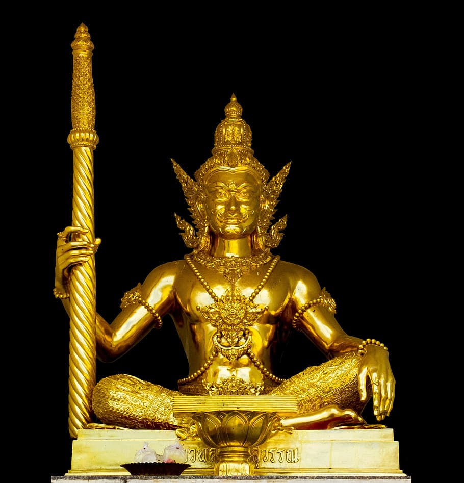 deity, golden, temple complex, north thailand, gold colored HD wallpaper