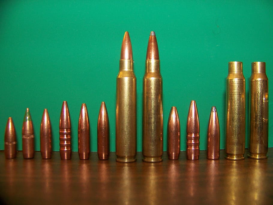 line brass-colored bullets, Ammunition, Ammo, Wildcat, caliber, HD wallpaper
