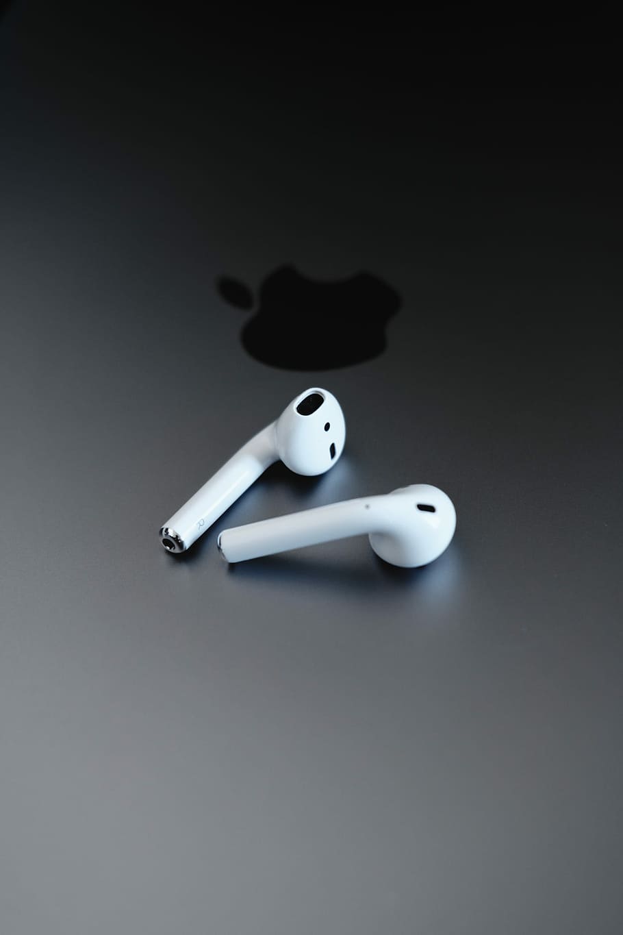 Apple EarPods on gray surface, Apple AirPods, earphone, gear