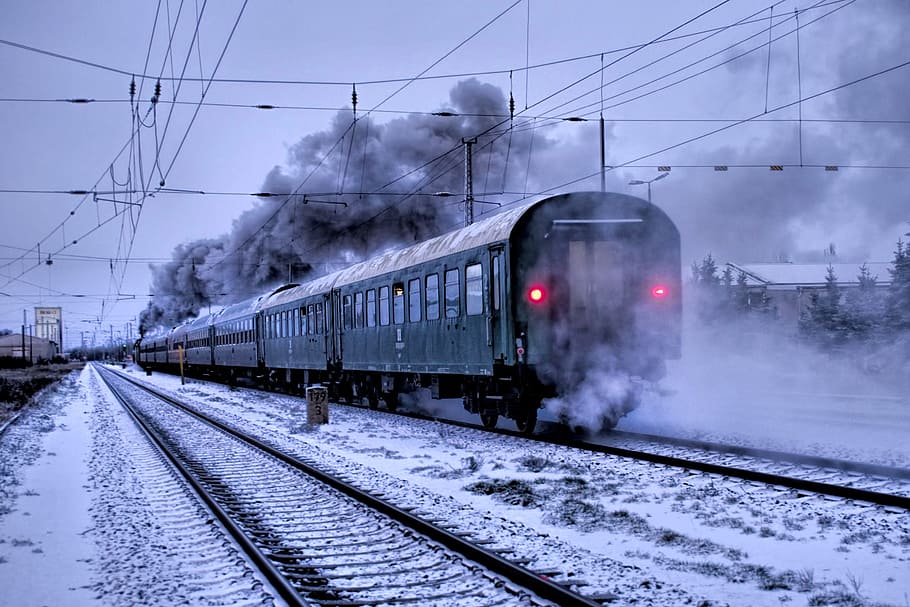train, blackjack, dark, railway, dr 18201, winter, snow, rail transportation HD wallpaper