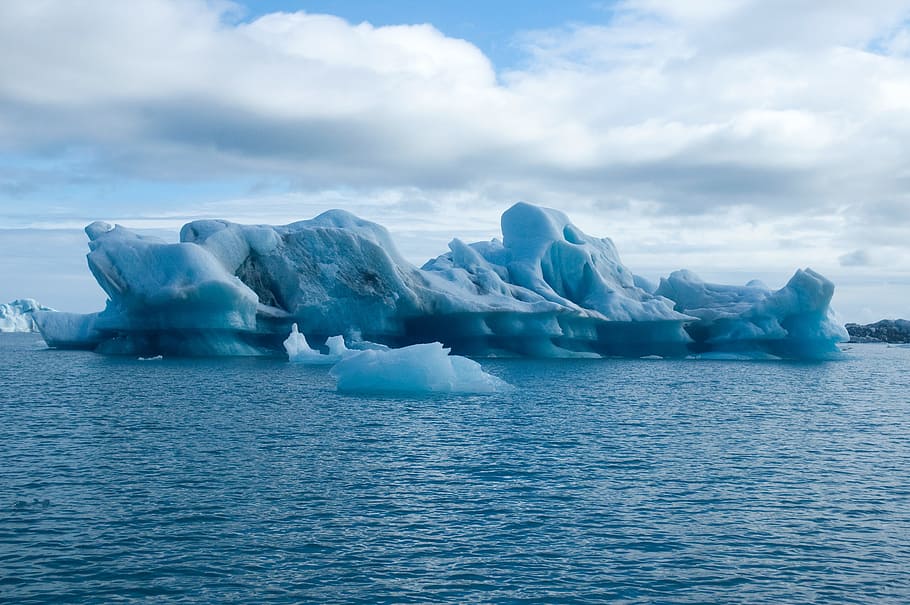 Ice, Blue, White, Clouds, Lake, jokursalon, iceland, water HD wallpaper