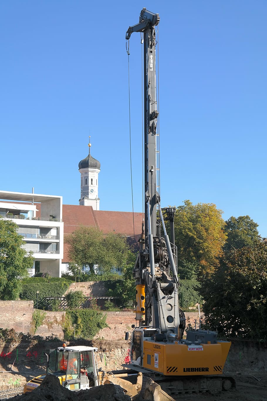 construction work, site, drill, drilling rig, hydraulic, ulm HD wallpaper