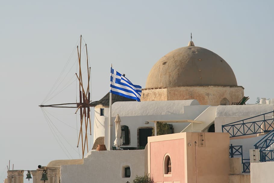 greece, santorini, cyclades, architecture, islam, dome, famous Place HD wallpaper
