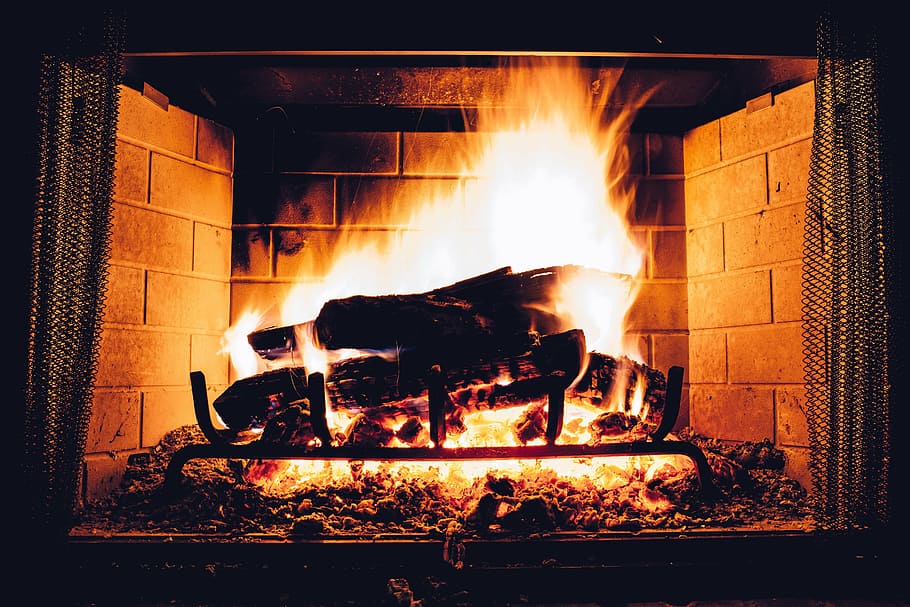 wood burning on fireplace, blaze, bonfire, burnt, camp, campfire HD wallpaper
