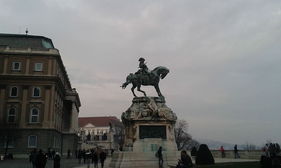 Castle, Building, Budapest, statue, architecture, travel destinations HD wallpaper