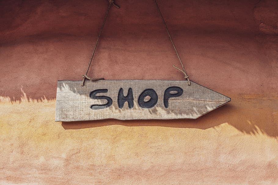 pointer, direction indicator, shop, destination, board, shopping HD wallpaper