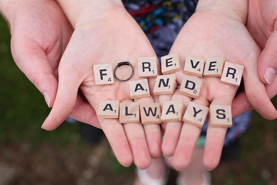 man, couple, hands, love, engagement, human, people, scrabble HD wallpaper