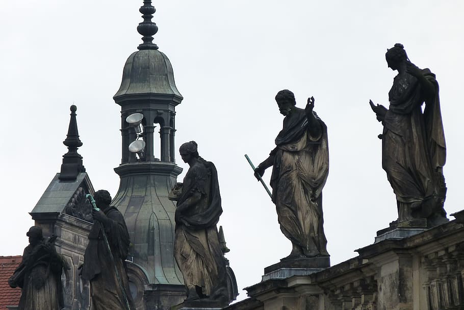 Dresden, City, Castle, Figures, altrtuemlich, stone figures HD wallpaper