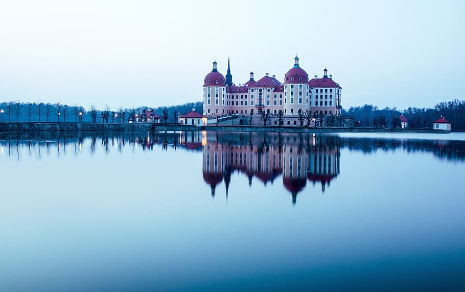 waters, reflection, architecture, lake, building exterior, built structure HD wallpaper