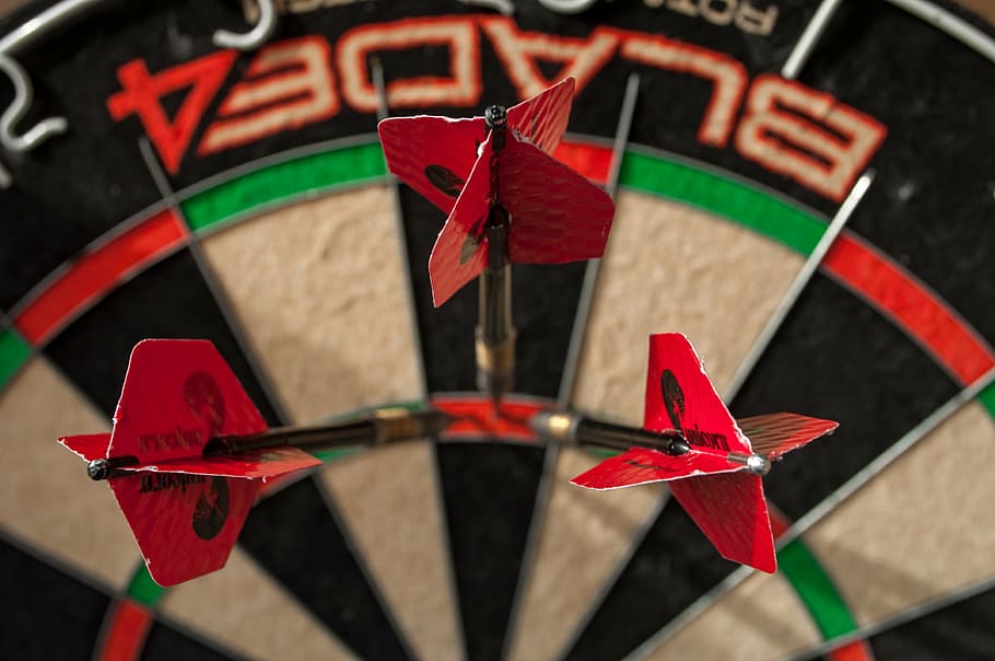 three pink dart pins in dartboard, darts, 180, one, hundred, and, HD wallpaper