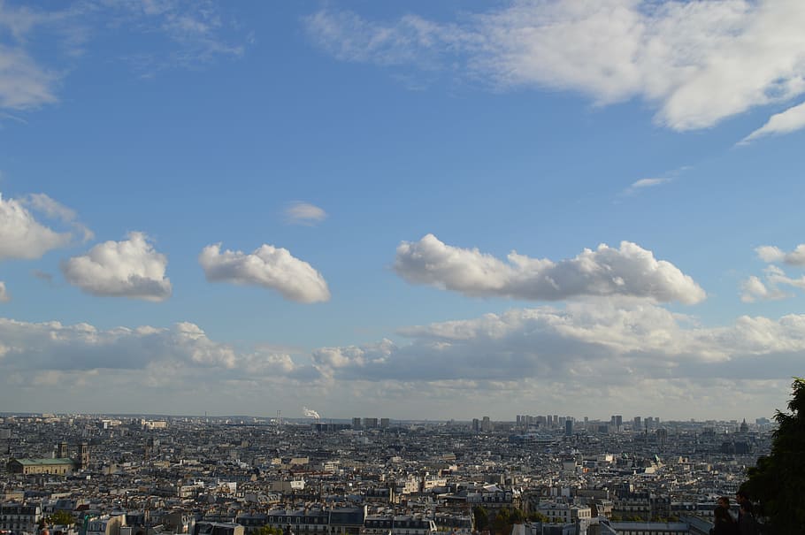 aerial photography of buildings, paris, sky, horizon, roof HD wallpaper