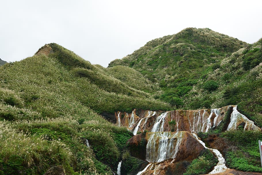 water falls and mountains, waterfall, nature, scenics, no people HD wallpaper
