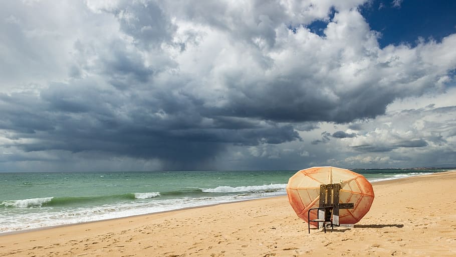 Beach, Ocean, Dramatic, Landscape, storm, coastline, cloud - sky HD wallpaper