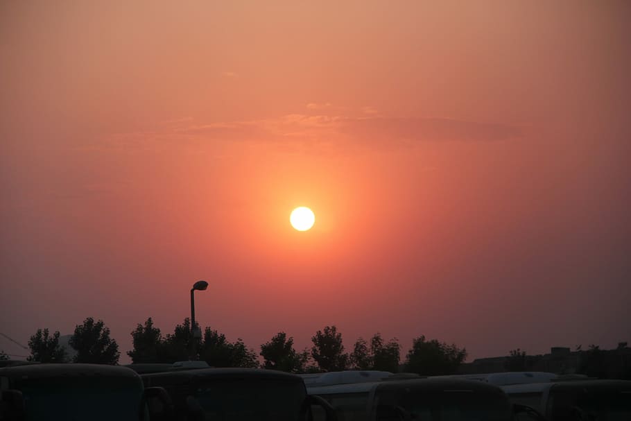 Sunset, Red, Street, orange color, silhouette, sky, scenics HD wallpaper