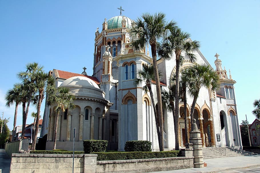 church, cathedral, st augustine, florida, steeple, historic HD wallpaper