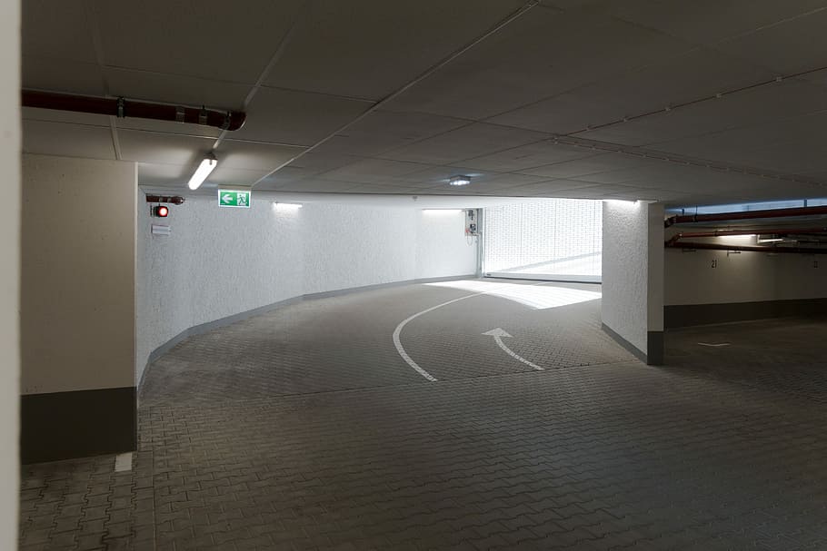 gray pavement, Underground, Concrete, underground car park, grey