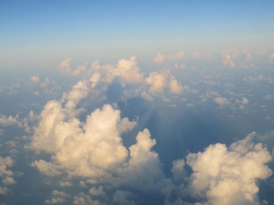 clouds, sky, heaven, weather, day, environment, fluffy, blue HD wallpaper