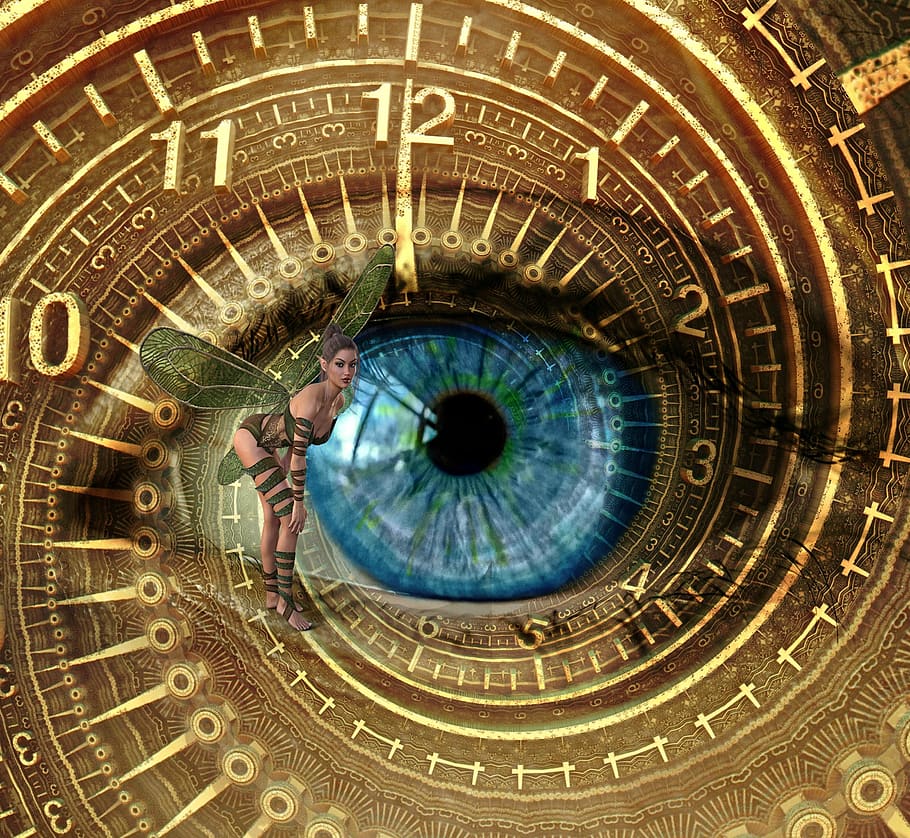 fantasy, clock, time, girl, magic, one person, indoors, pattern HD wallpaper