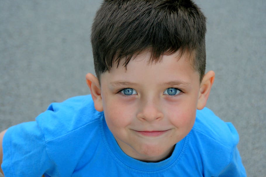 boy, portrait, blue, child, childhood, males, men, boys, headshot HD wallpaper