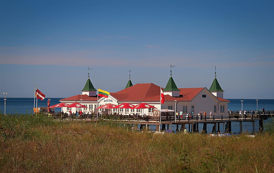 ahlbeck pier, germany, island of usedom, coast, baltic sea, HD wallpaper