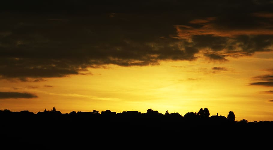 golden sunset, beautiful, sky, clouds, rest, atmospheric, twilight HD wallpaper