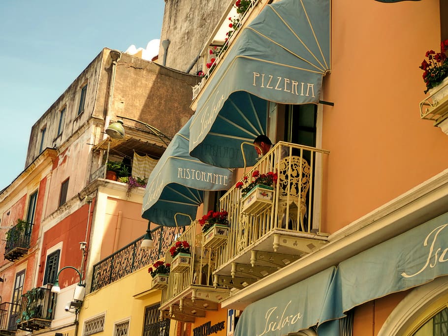 italy, capri, pizzeria, annacapri, building, architecture, balcony, HD wallpaper