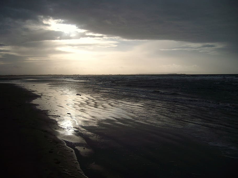 Sunrise, Beach, Ocean, Coast, sky, landscape, summer, sand HD wallpaper