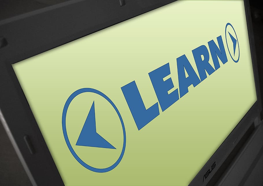 gray Asus monitor showing Learn text, Forward, Next, back, backwards HD wallpaper