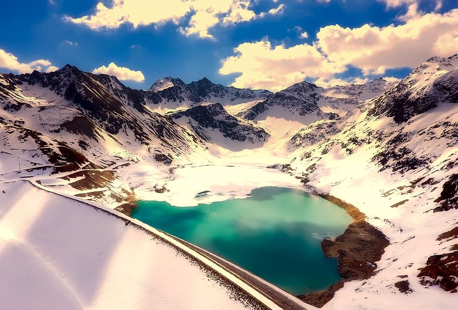 austria, winter, snow, mountains, sky, clouds, landscape, nature HD wallpaper