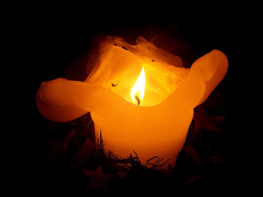 lighted candle, christmas, contemplative, heat, flame, atmosphere HD wallpaper